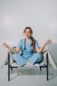 Your family medical woman, stethoscope, meditation, healthcare, professional, uniform, medical care, calm, relaxation, chair, yoga, health, therapy, relaxing, rest, modern, clothing, doctor, smile, medic